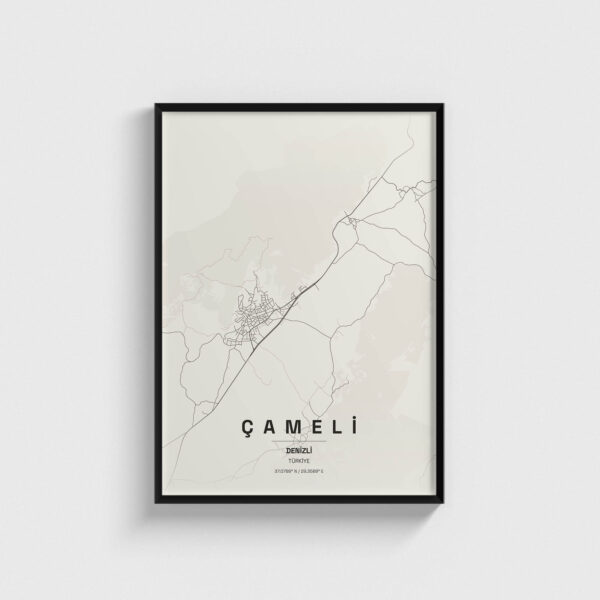Denizli Çameli İlçe Haritası Posteri