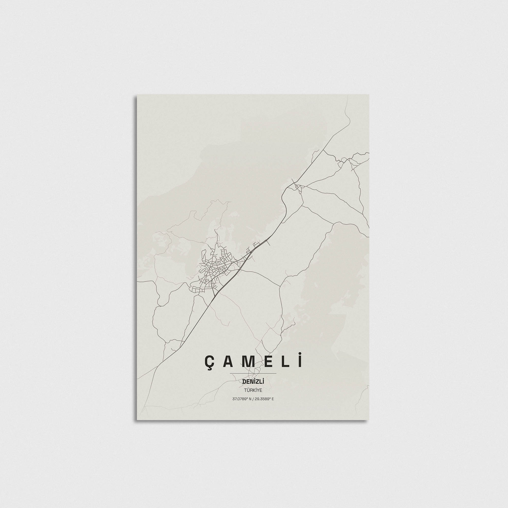 Denizli Çameli İlçe Haritası Posteri - Görsel 3