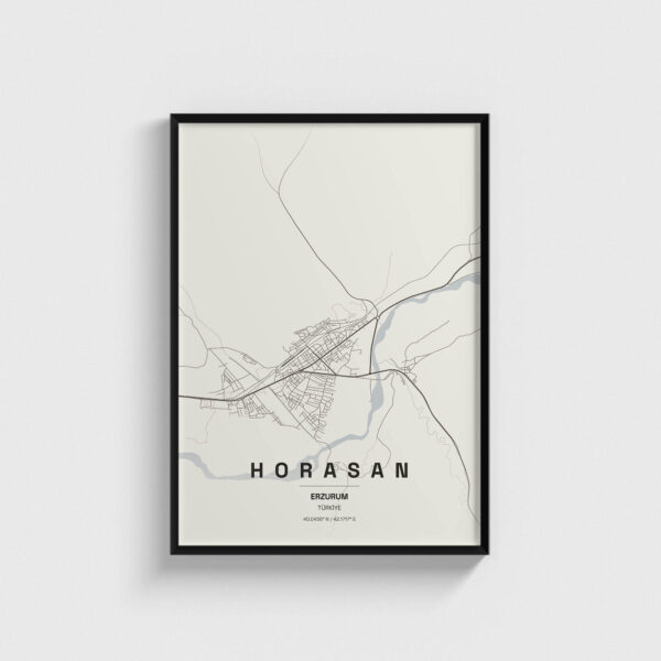 Erzurum Horasan İlçe Haritası Posteri