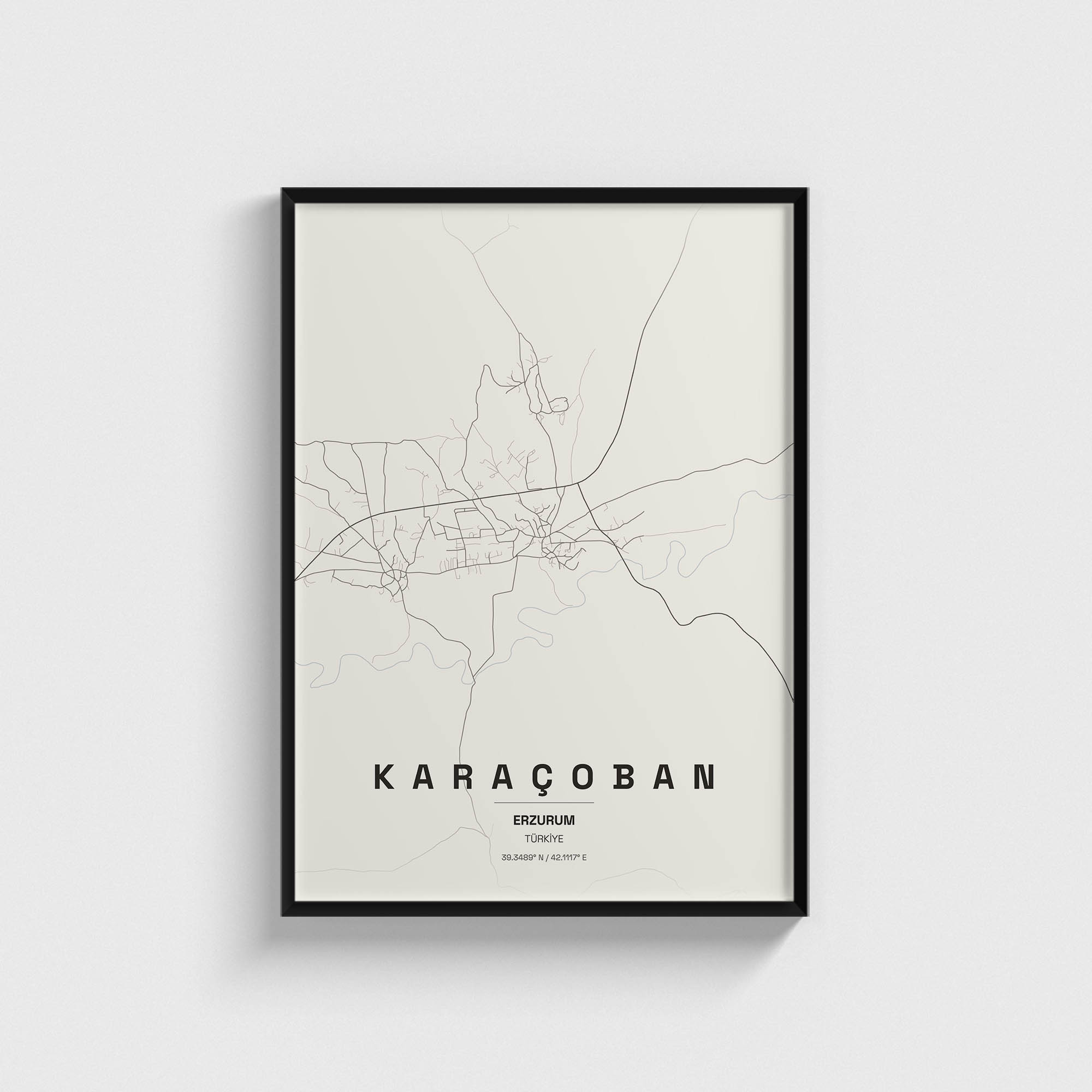 Erzurum Karaçoban İlçe Haritası Posteri