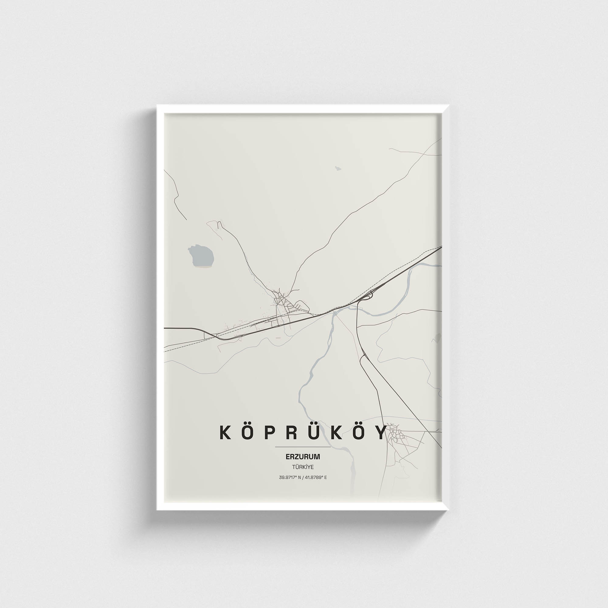 Erzurum Köprüköy İlçe Haritası Posteri - Görsel 2