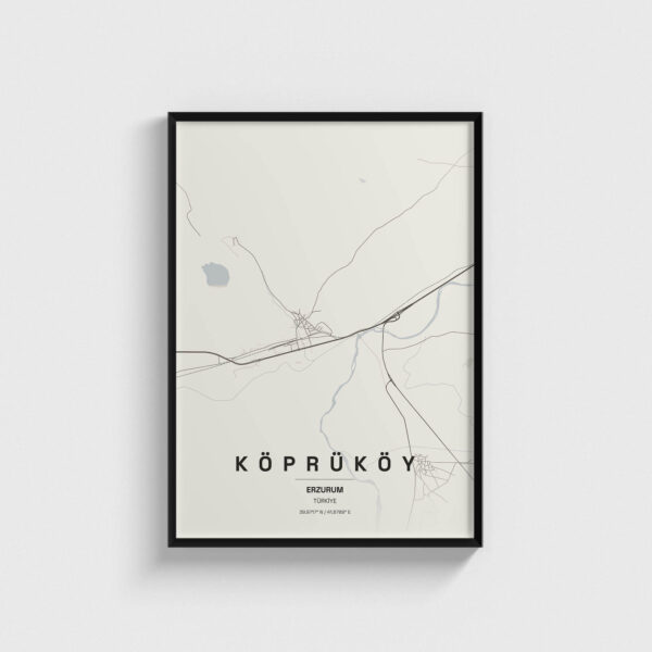 Erzurum Köprüköy İlçe Haritası Posteri