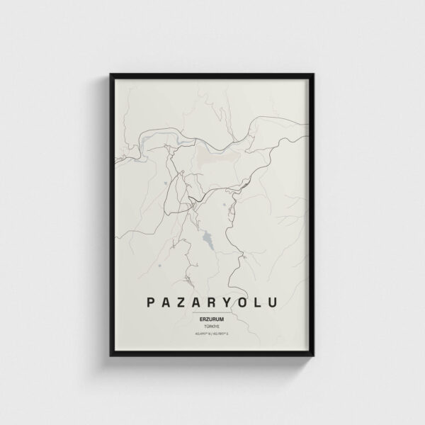 Erzurum Pazaryolu İlçe Haritası Posteri