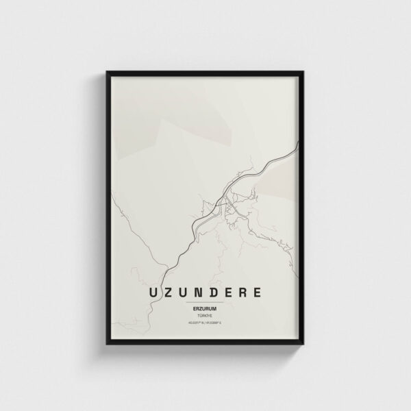 Erzurum Uzundere İlçe Haritası Posteri