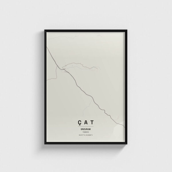 Erzurum Çat İlçe Haritası Posteri