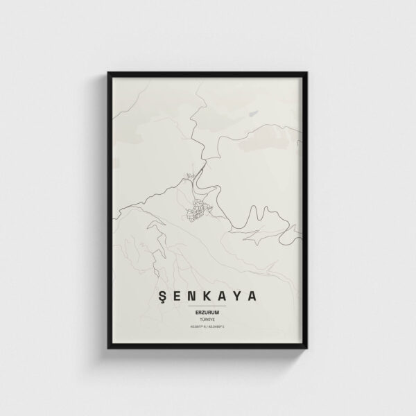Erzurum Şenkaya İlçe Haritası Posteri