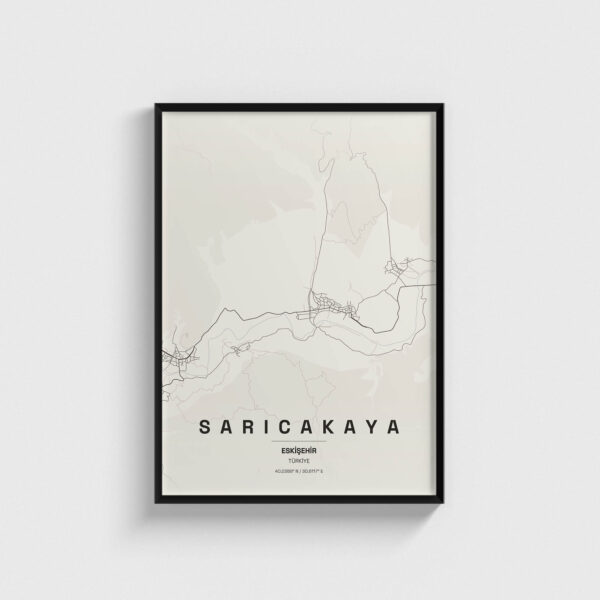 Eskişehir Sarıcakaya İlçe Haritası Posteri
