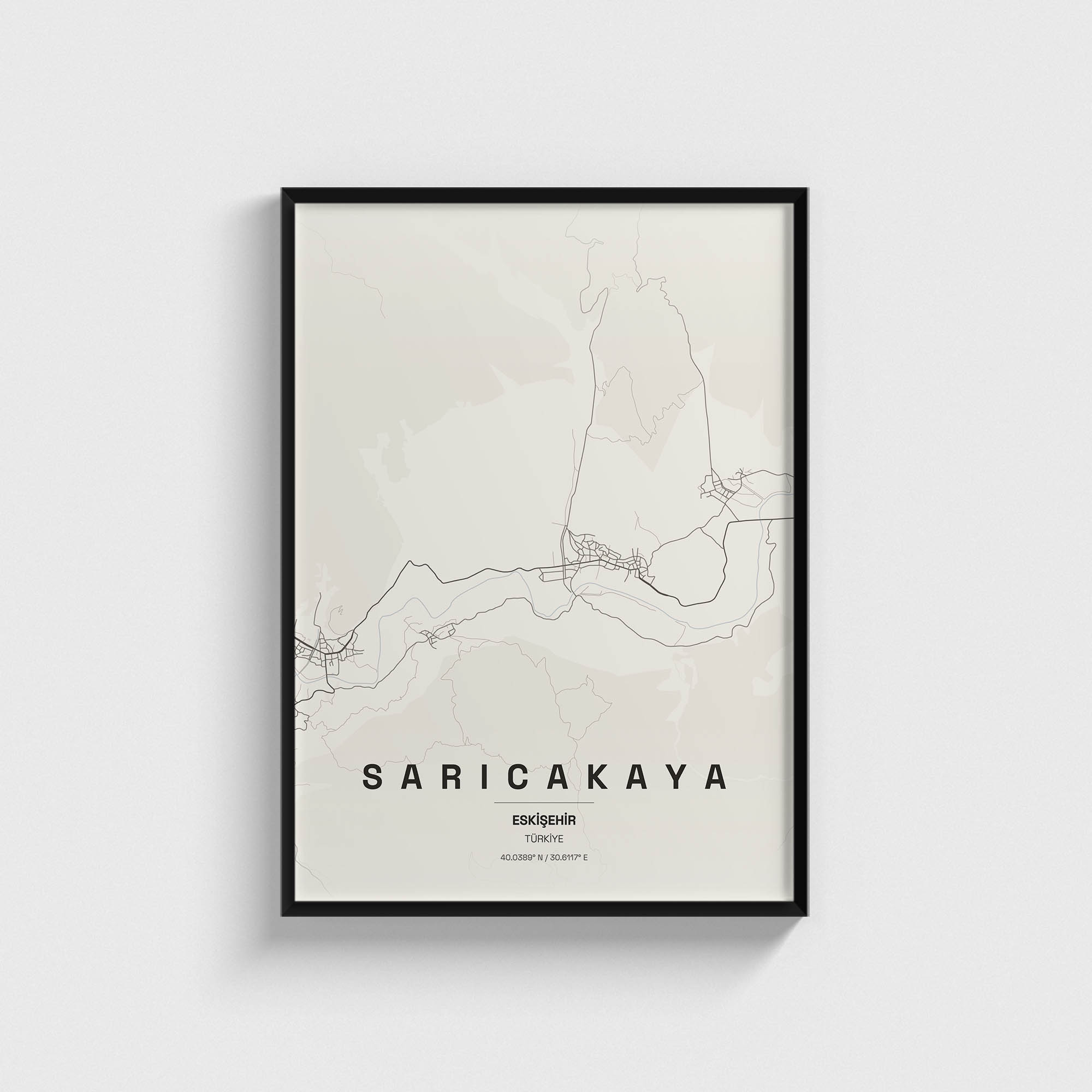 Eskişehir Sarıcakaya İlçe Haritası Posteri