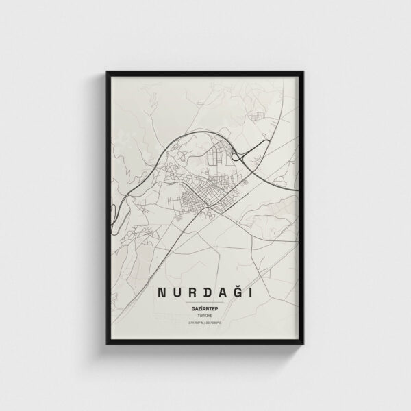 Gaziantep Nurdağı İlçe Haritası Posteri