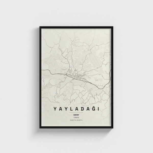 Hatay Yayladağı İlçe Haritası Posteri