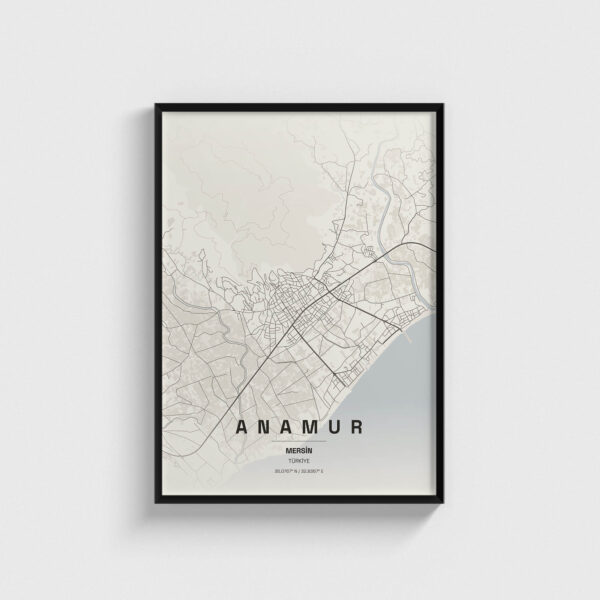 Mersin Anamur İlçe Haritası Posteri
