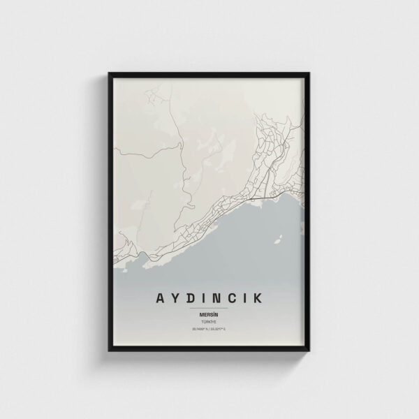 Mersin Aydıncık İlçe Haritası Posteri