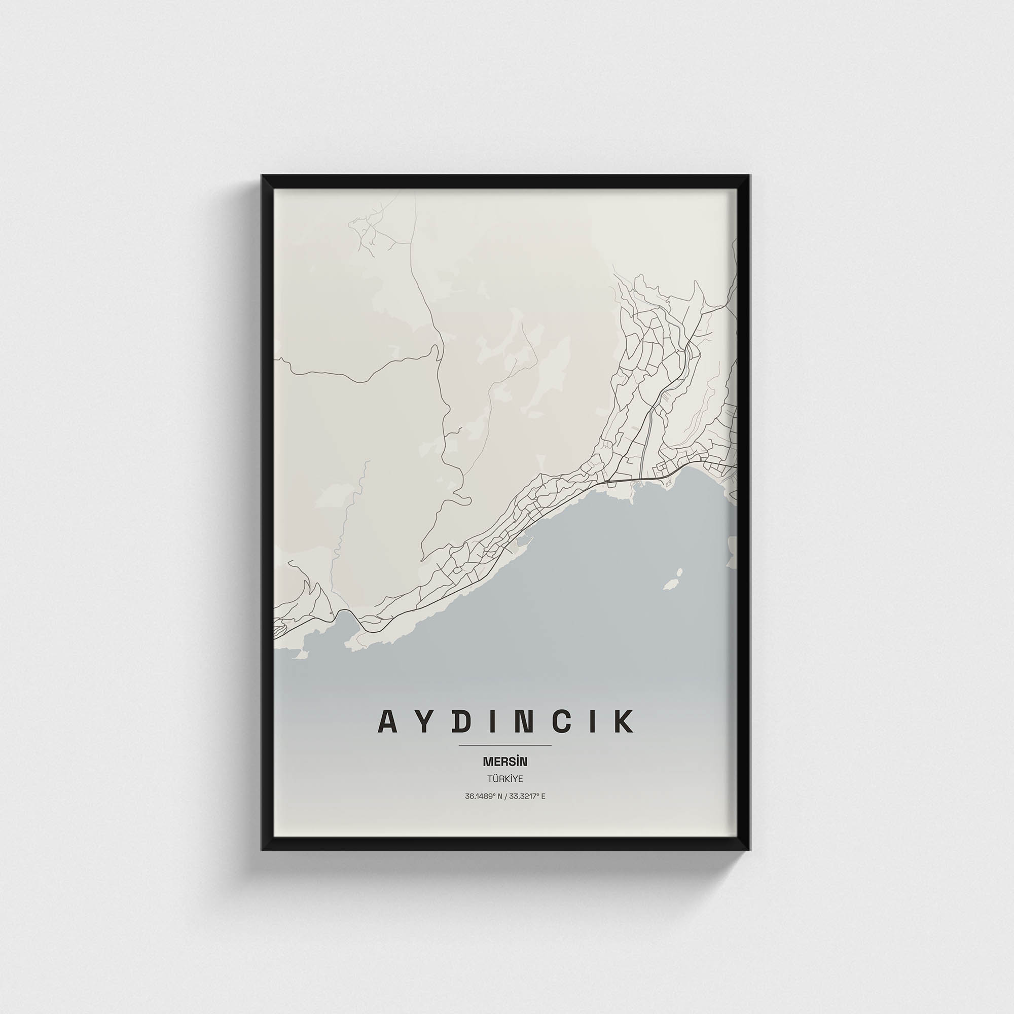 Mersin Aydıncık İlçe Haritası Posteri