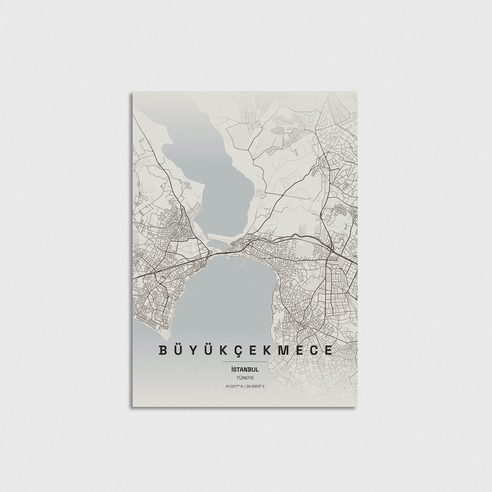 Büyükçekmece İstanbul haritası minimalist tasarım posteri