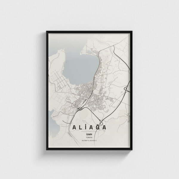 İzmir Aliağa İlçe Haritası Posteri