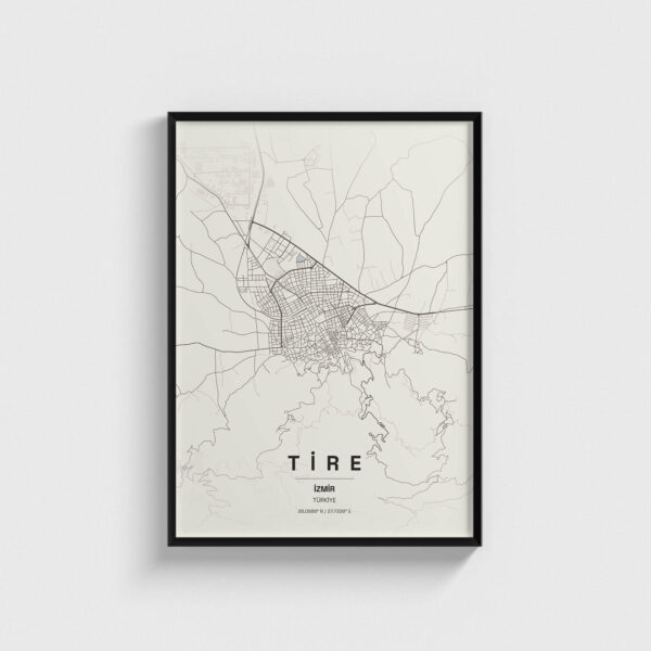 İzmir Tire İlçe Haritası Posteri