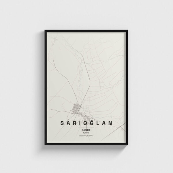 Kayseri Sarıoğlan İlçe Haritası Posteri