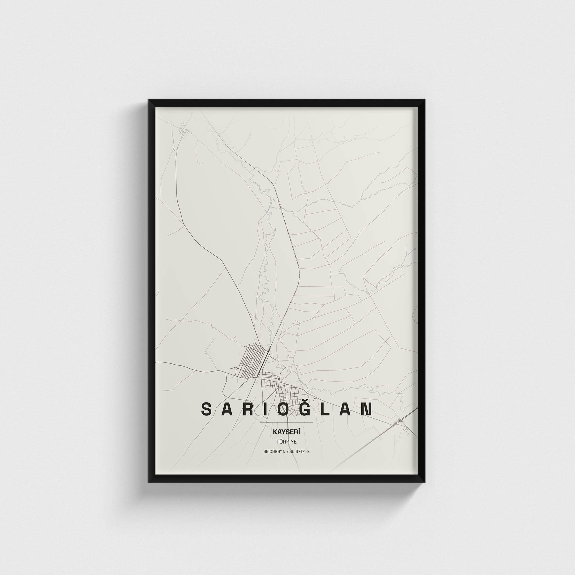 Kayseri Sarıoğlan İlçe Haritası Posteri