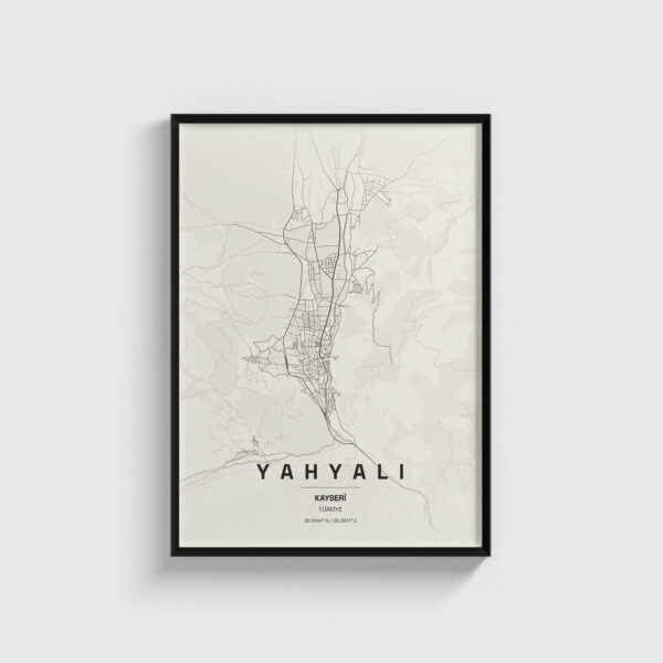 Kayseri Yahyalı İlçe Haritası Posteri
