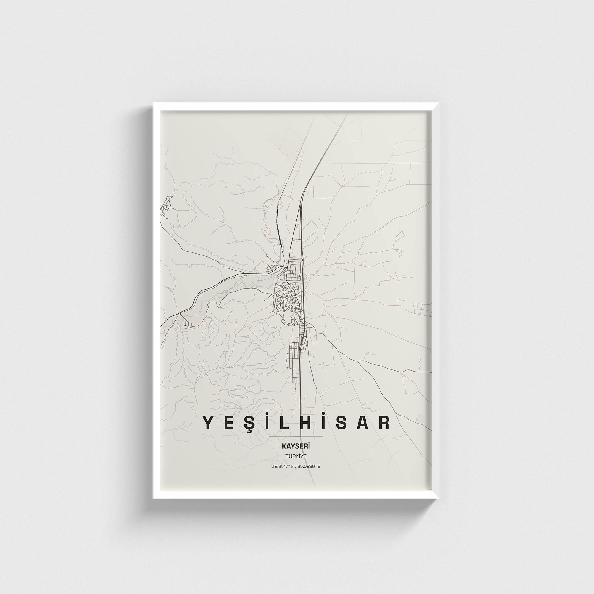 Kayseri Yeşilhisar İlçe Haritası Posteri - Görsel 2