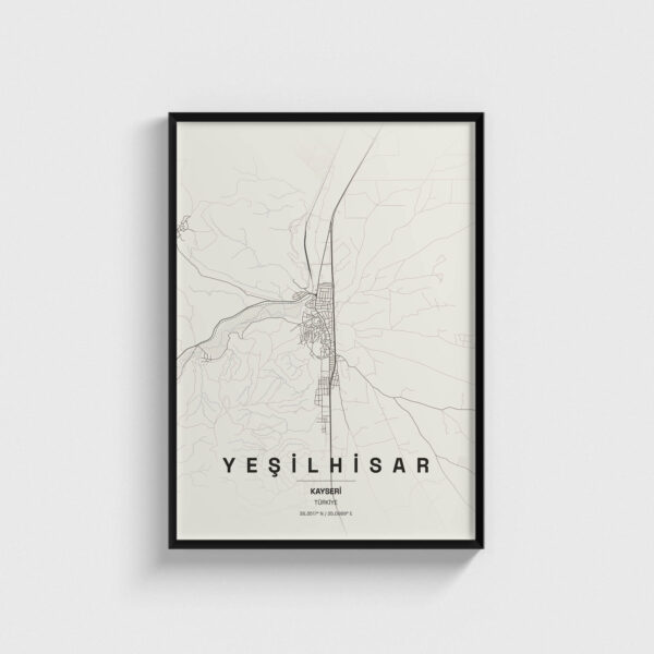 Kayseri Yeşilhisar İlçe Haritası Posteri