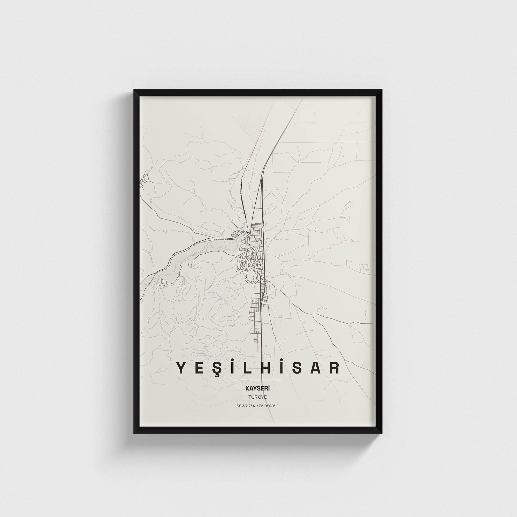 Kayseri Yeşilhisar İlçe Haritası Posteri