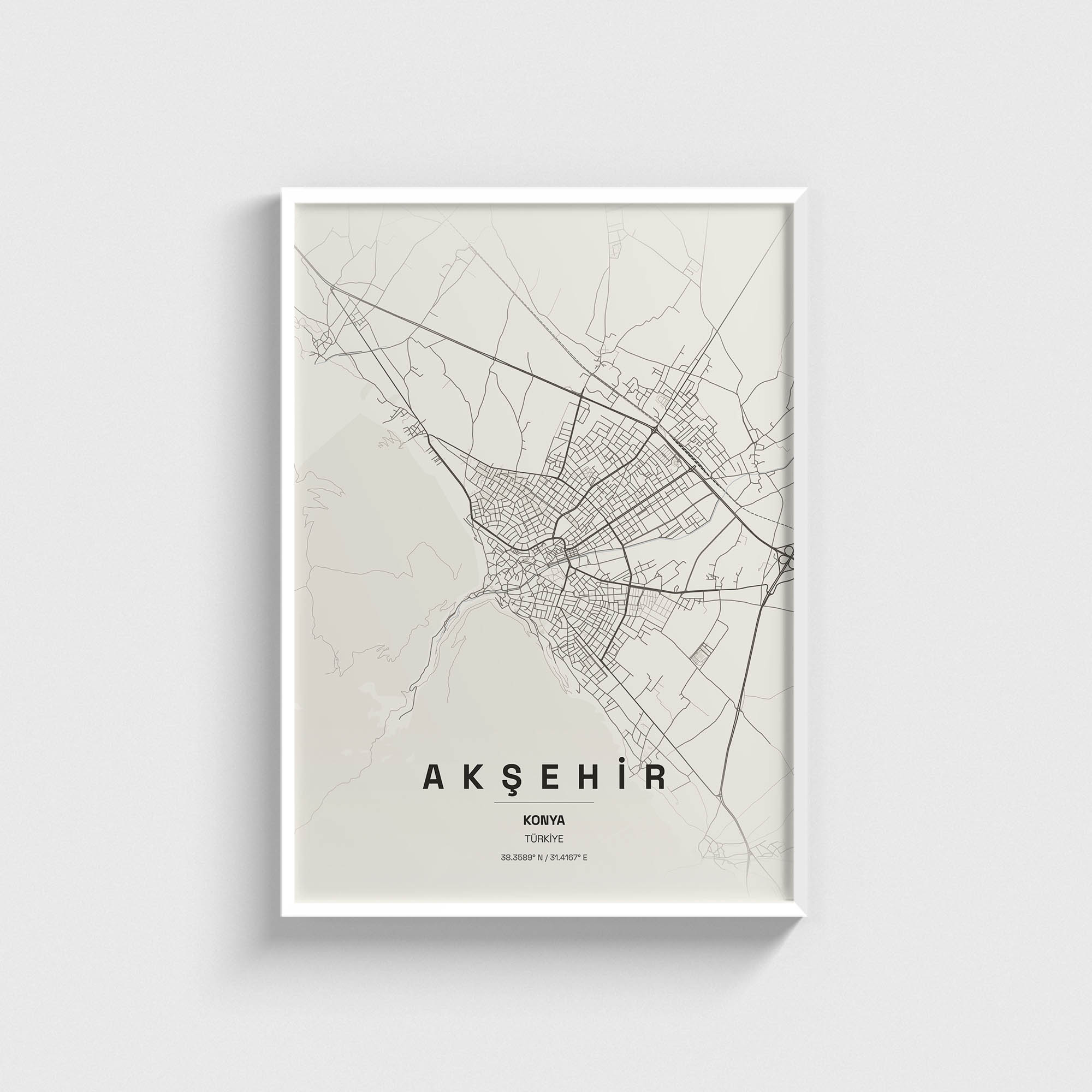 Konya Akşehir İlçe Haritası Posteri - Görsel 2