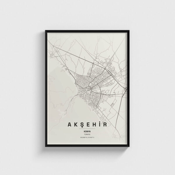 Konya Akşehir İlçe Haritası Posteri