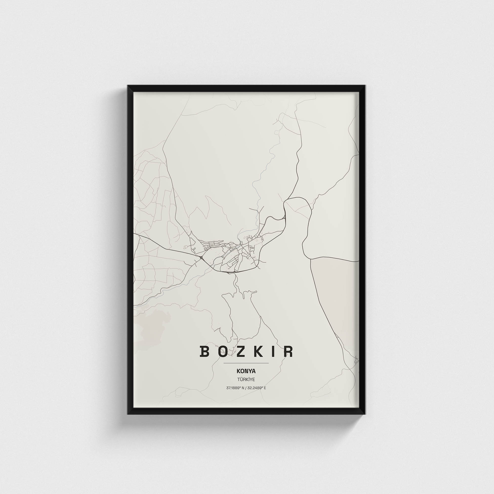 Konya Bozkır İlçe Haritası Posteri