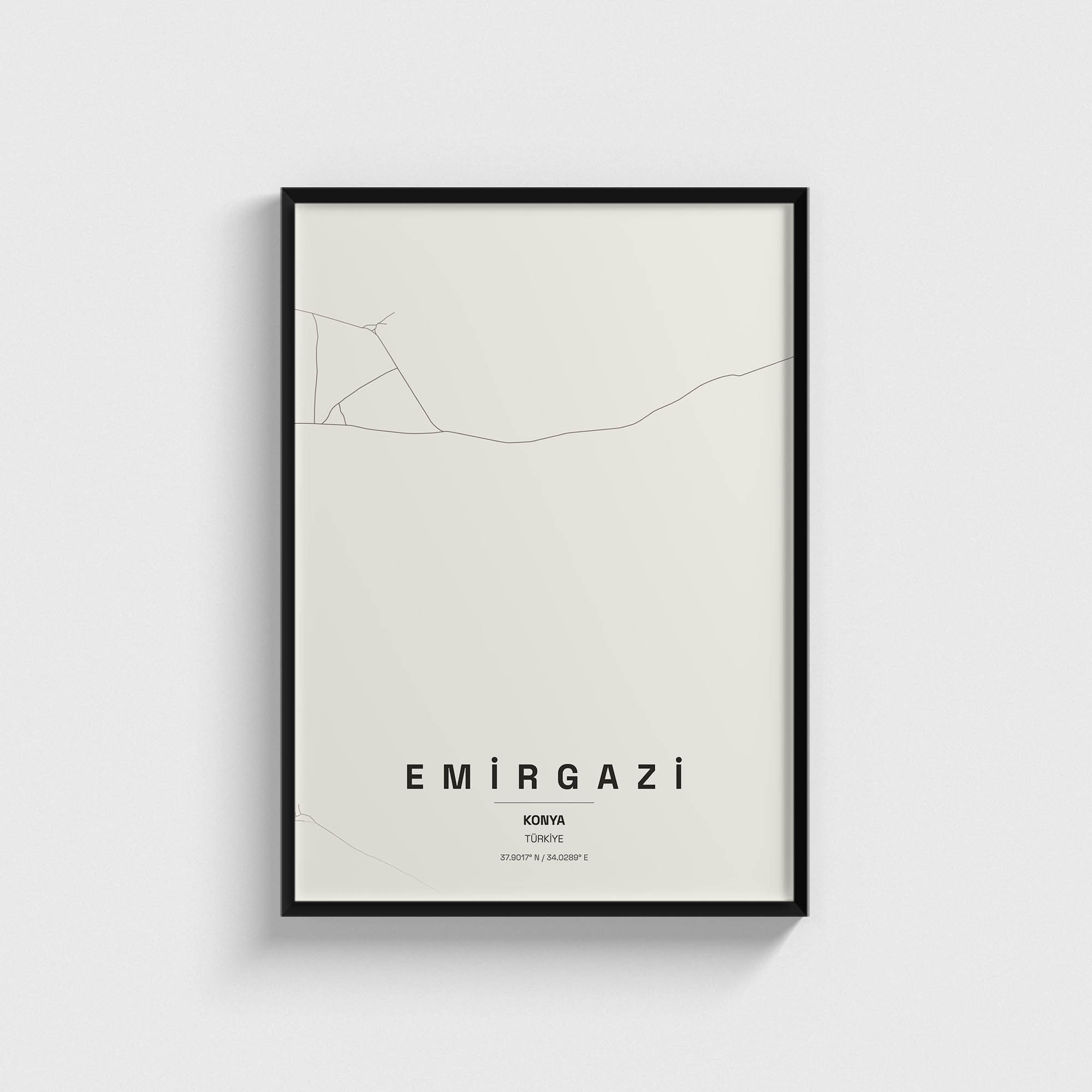 Konya Emirgazi İlçe Haritası Posteri
