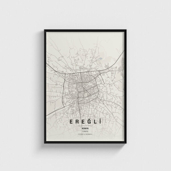 Konya Ereğli İlçe Haritası Posteri