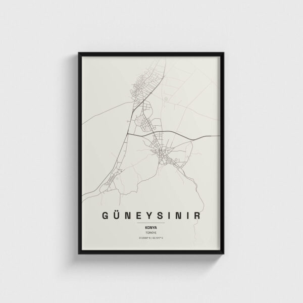 Konya Güneysınır İlçe Haritası Posteri
