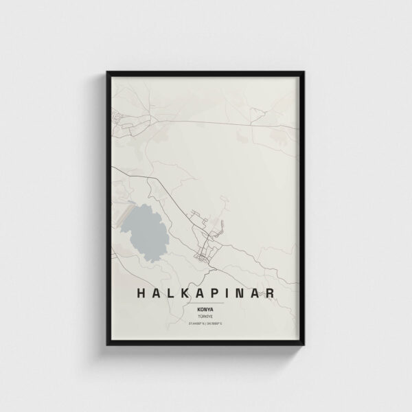 Konya Halkapınar İlçe Haritası Posteri