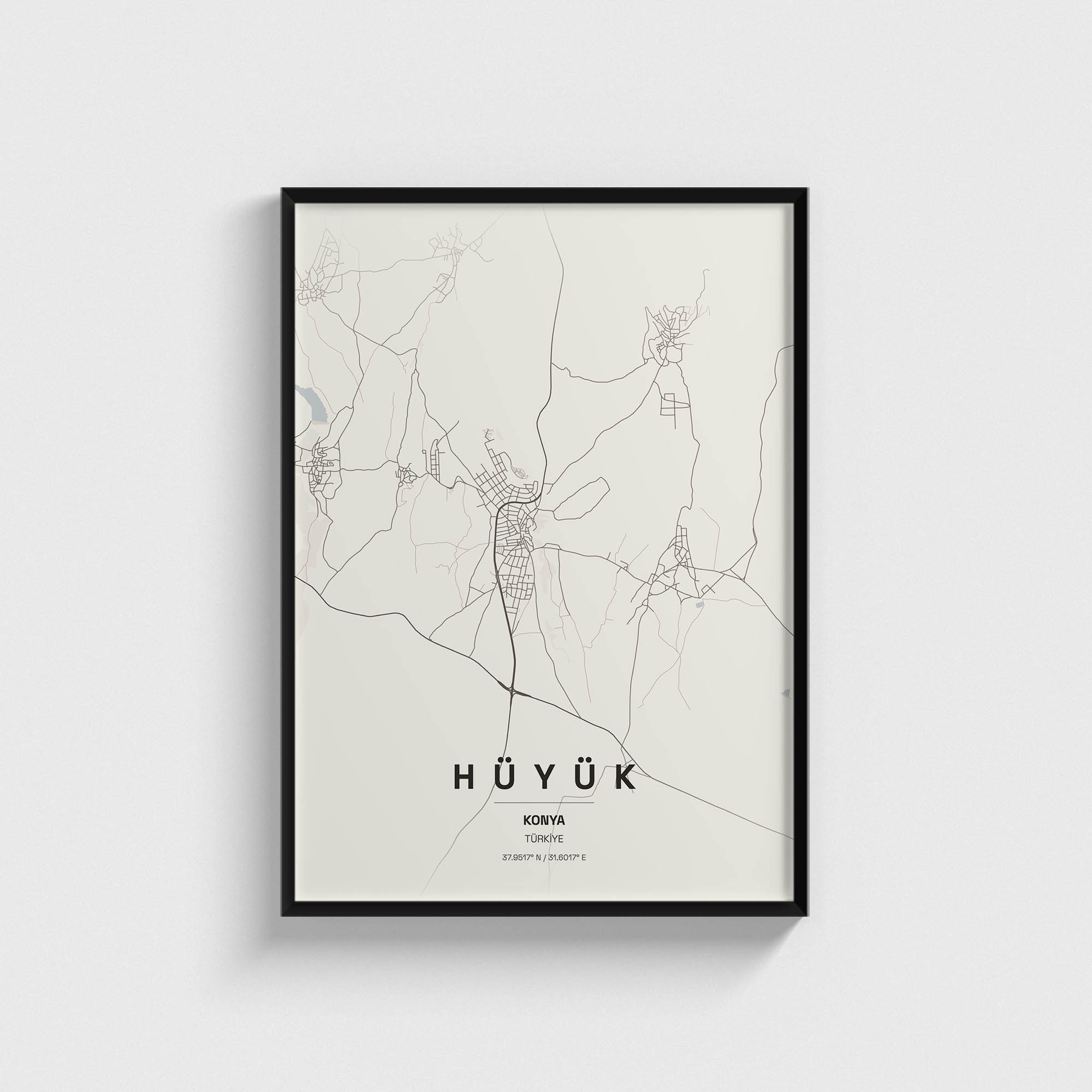 Konya Hüyük İlçe Haritası Posteri