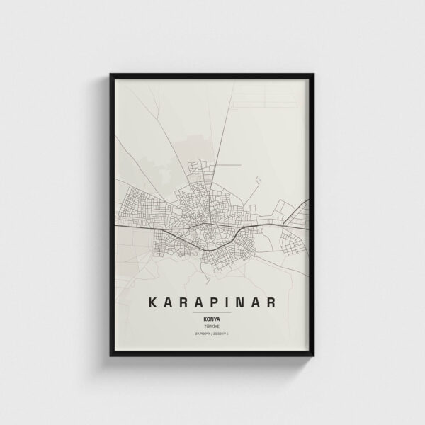 Konya Karapınar İlçe Haritası Posteri