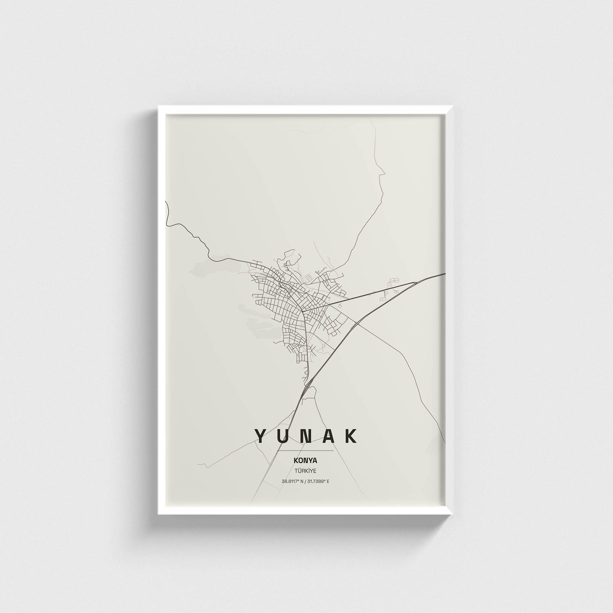 Konya Yunak İlçe Haritası Posteri - Görsel 2
