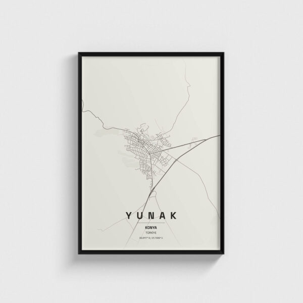 Konya Yunak İlçe Haritası Posteri