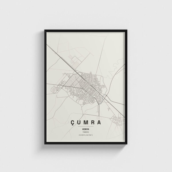 Konya Çumra İlçe Haritası Posteri