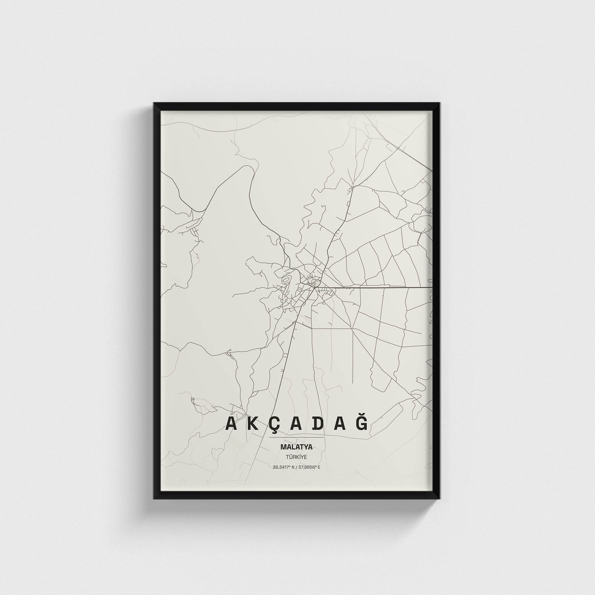 Malatya Akçadağ İlçe Haritası Posteri