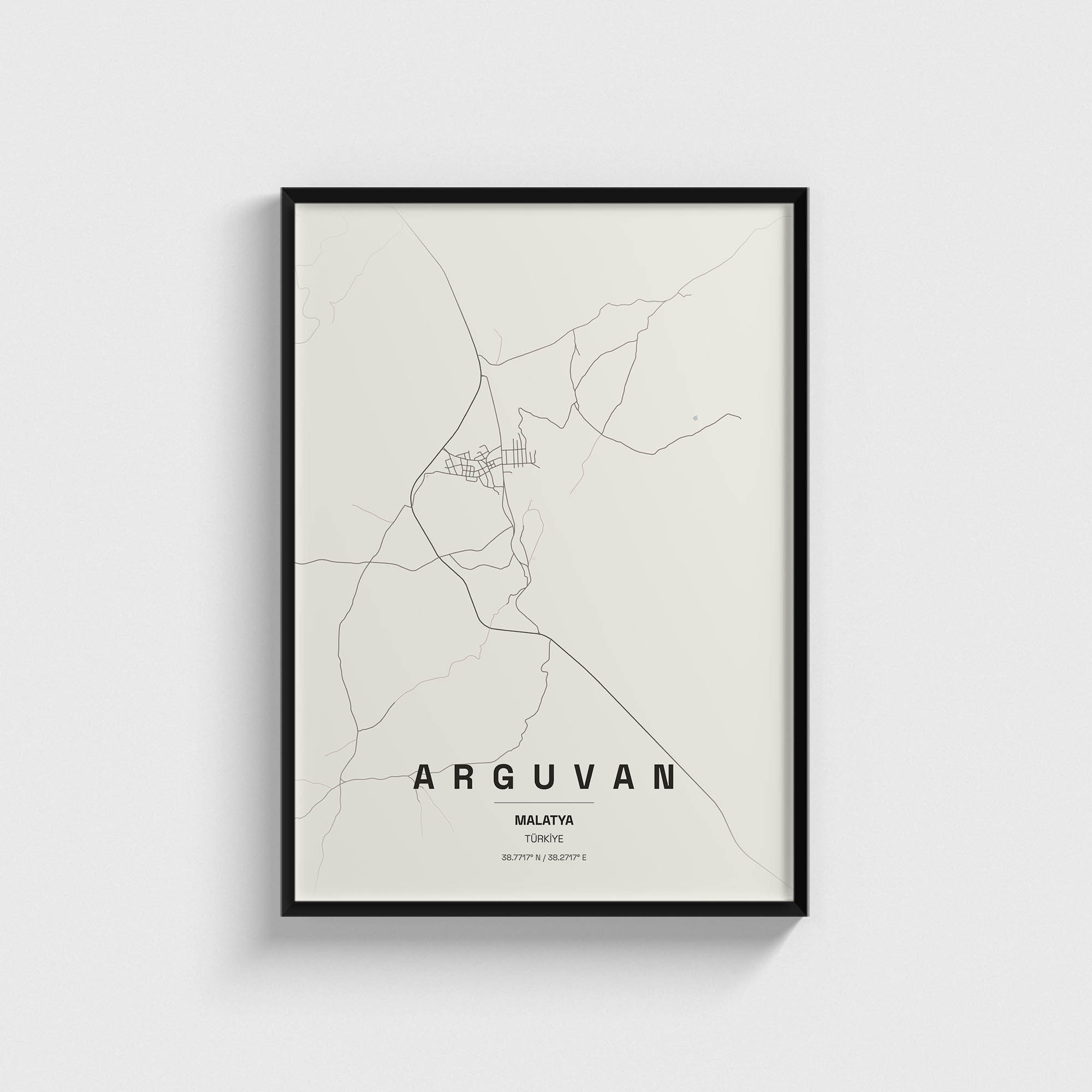 Malatya Arguvan İlçe Haritası Posteri