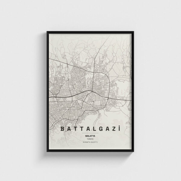 Malatya Battalgazi İlçe Haritası Posteri