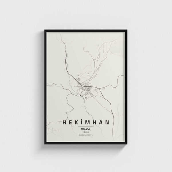 Malatya Hekimhan İlçe Haritası Posteri