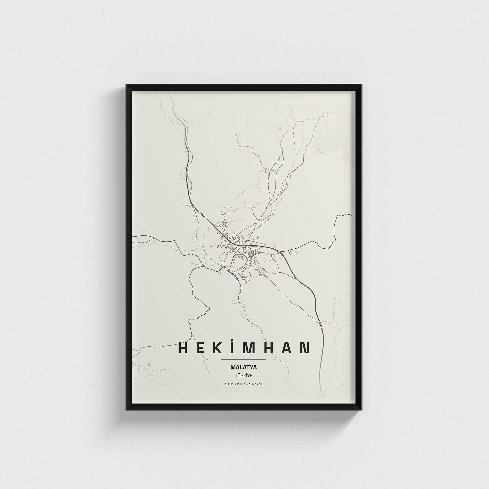Malatya Hekimhan İlçe Haritası Posteri