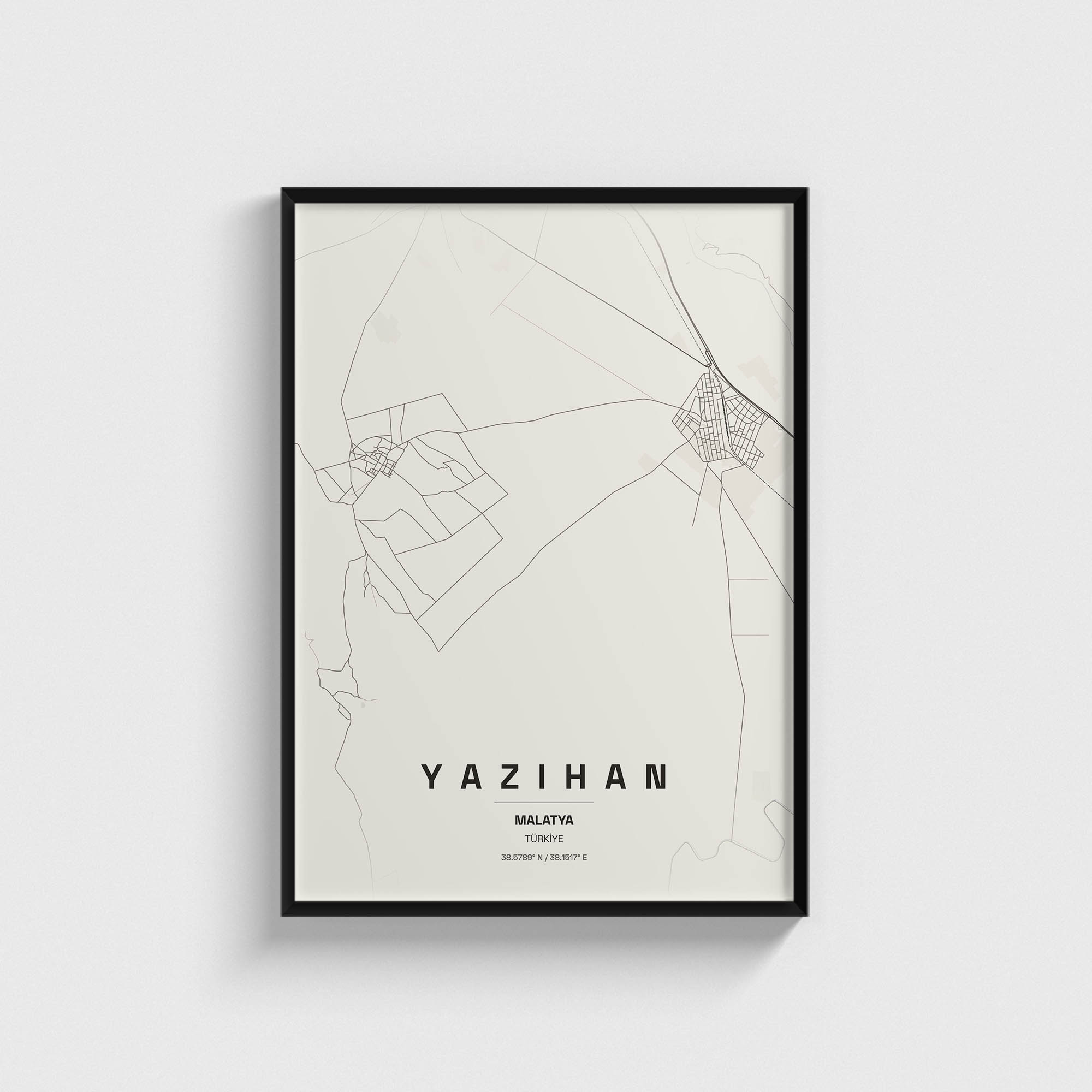 Malatya Yazıhan İlçe Haritası Posteri