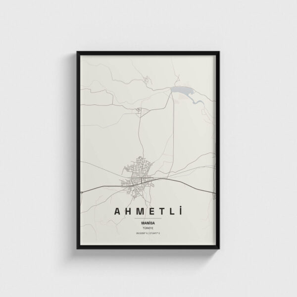 Manisa Ahmetli İlçe Haritası Posteri