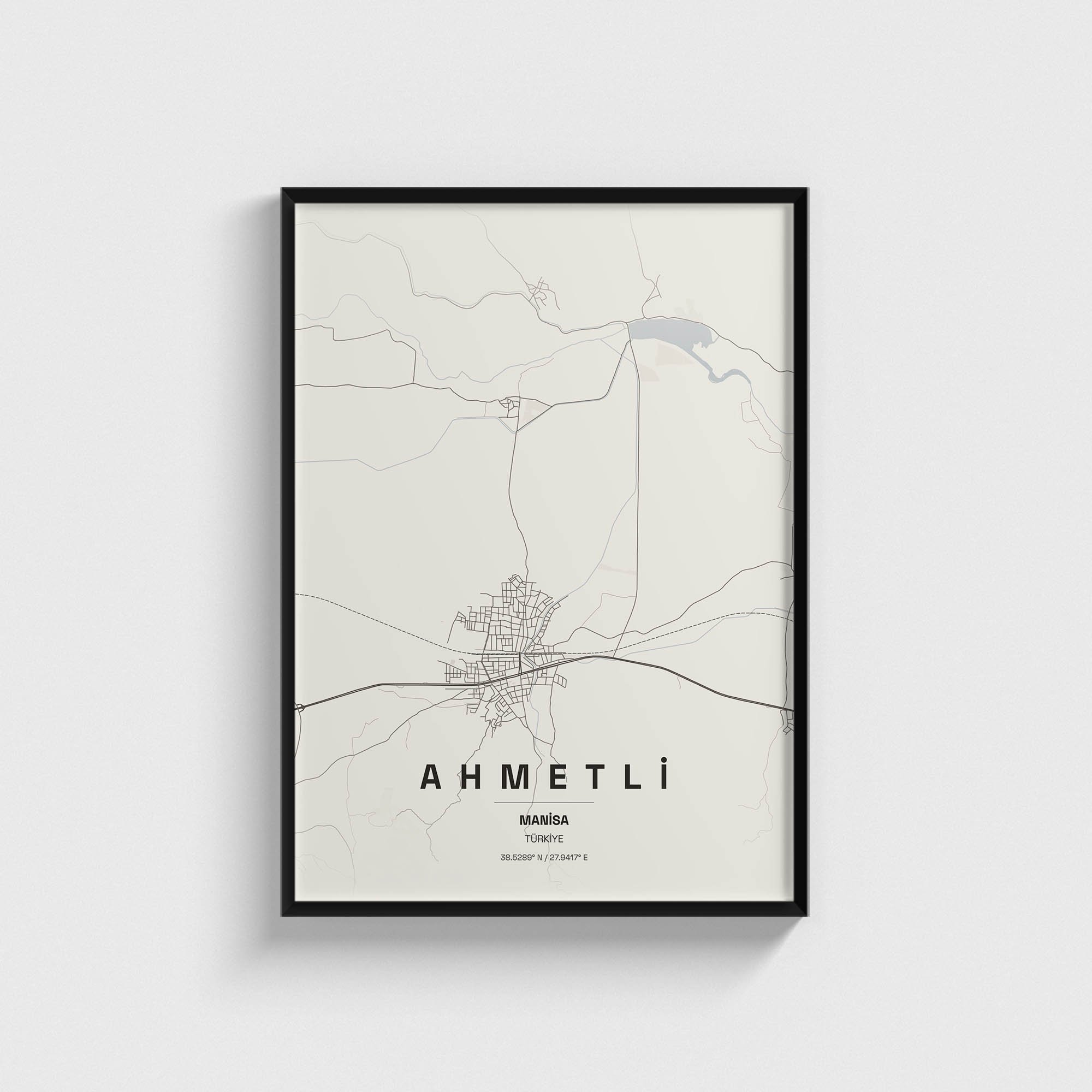 Manisa Ahmetli İlçe Haritası Posteri