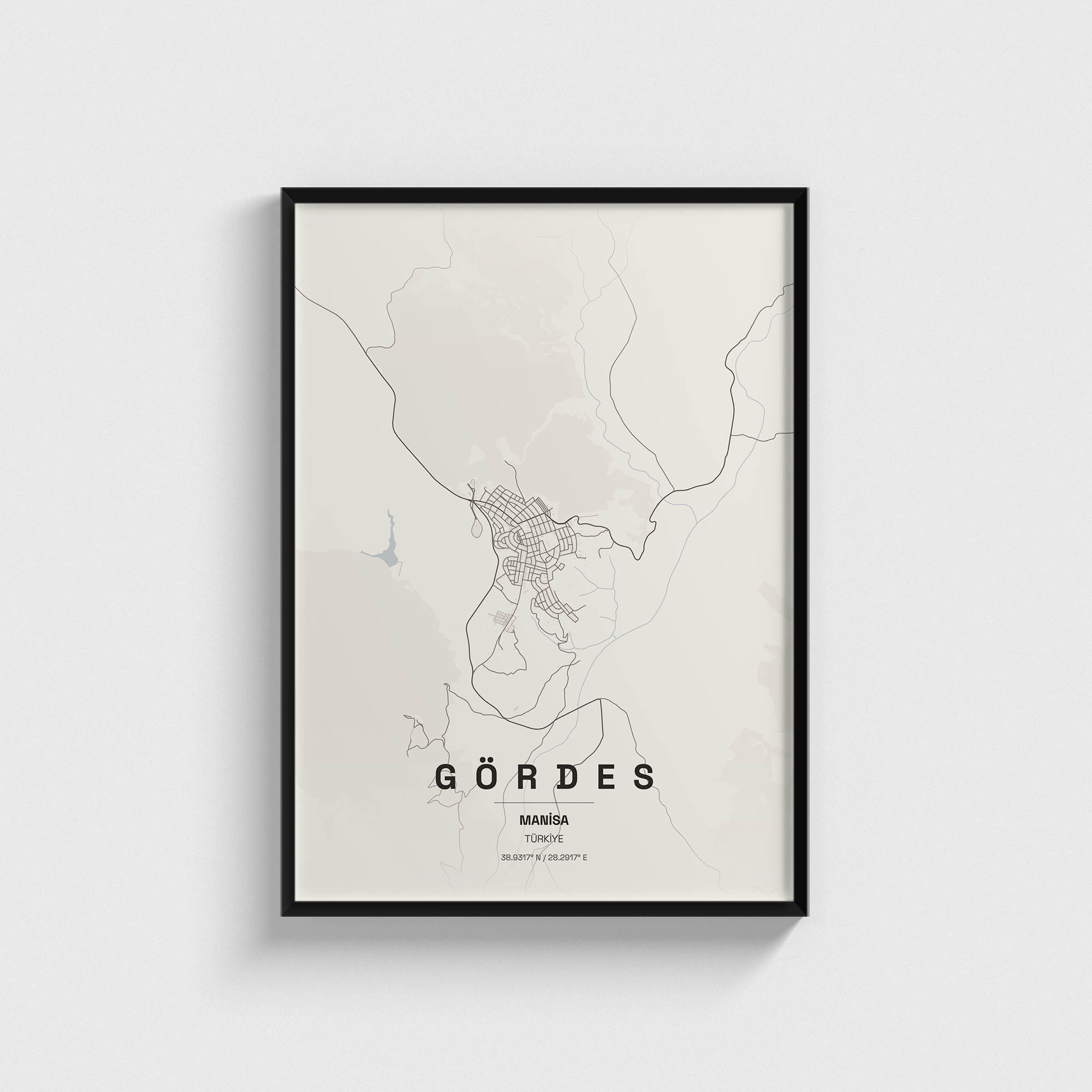Manisa Gördes İlçe Haritası Posteri