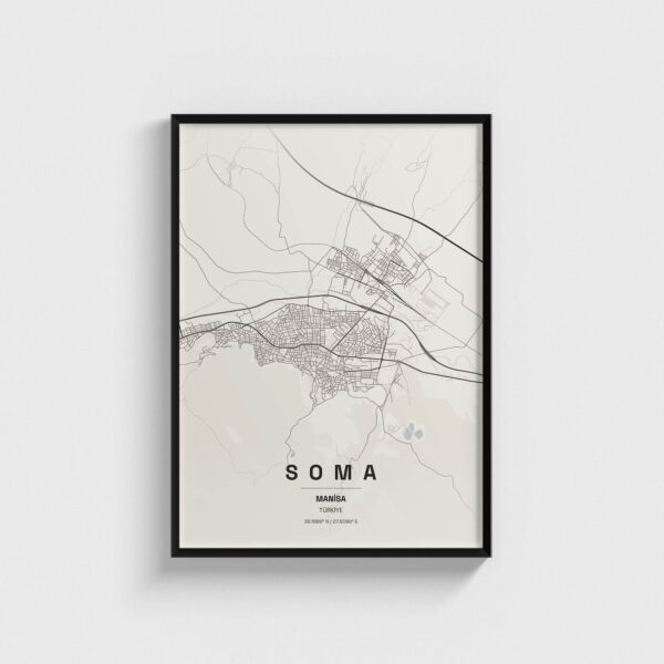 Manisa Soma İlçe Haritası Posteri