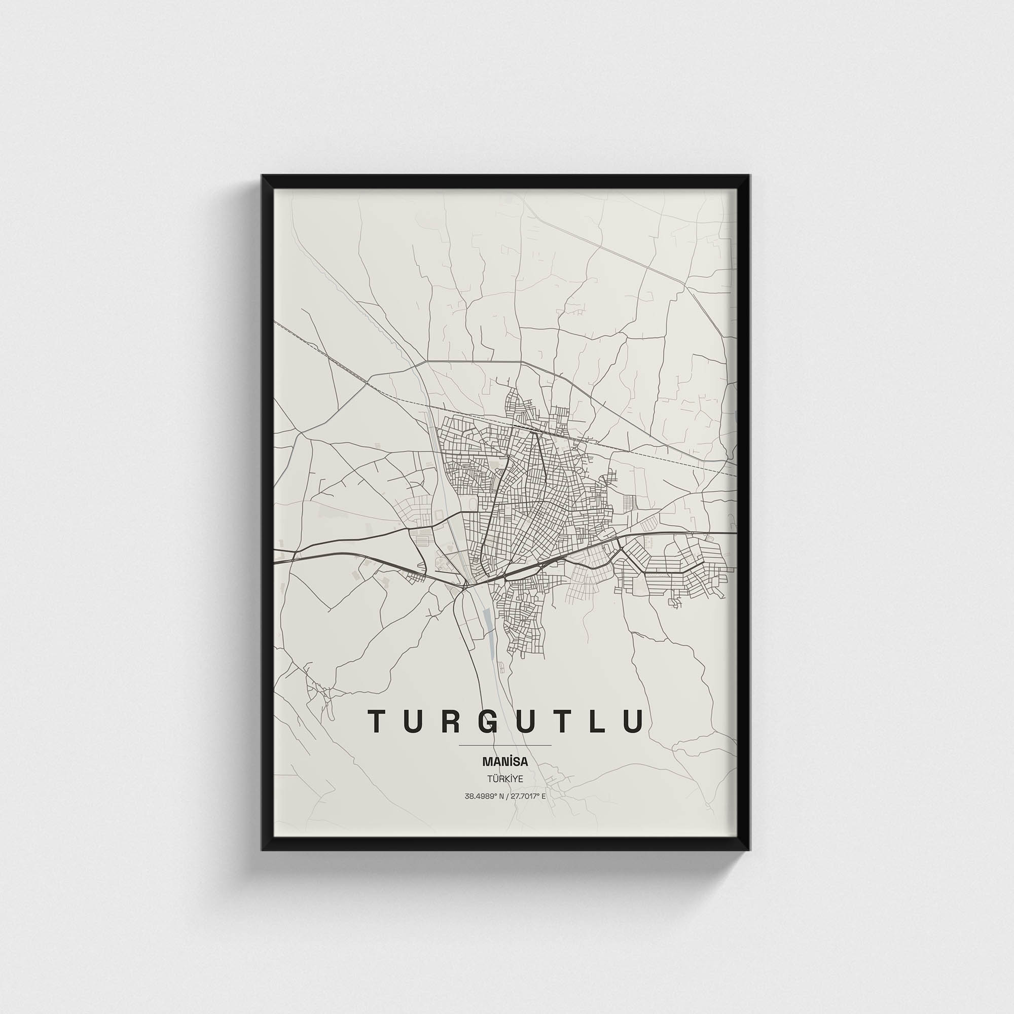 Manisa Turgutlu İlçe Haritası Posteri