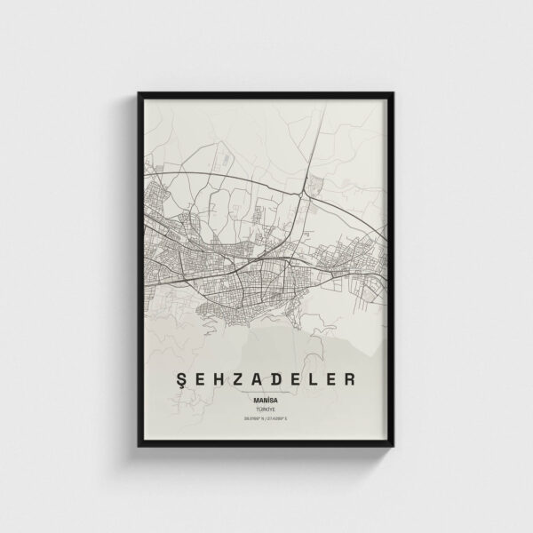 Manisa Şehzadeler İlçe Haritası Posteri
